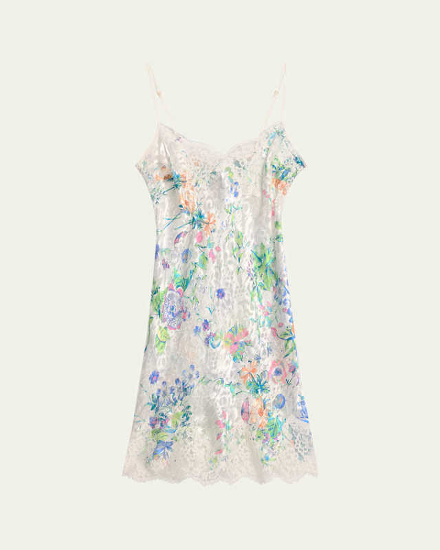 Baisers Legers Floral-Print Lace-Trim Nighti